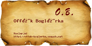 Offák Boglárka névjegykártya